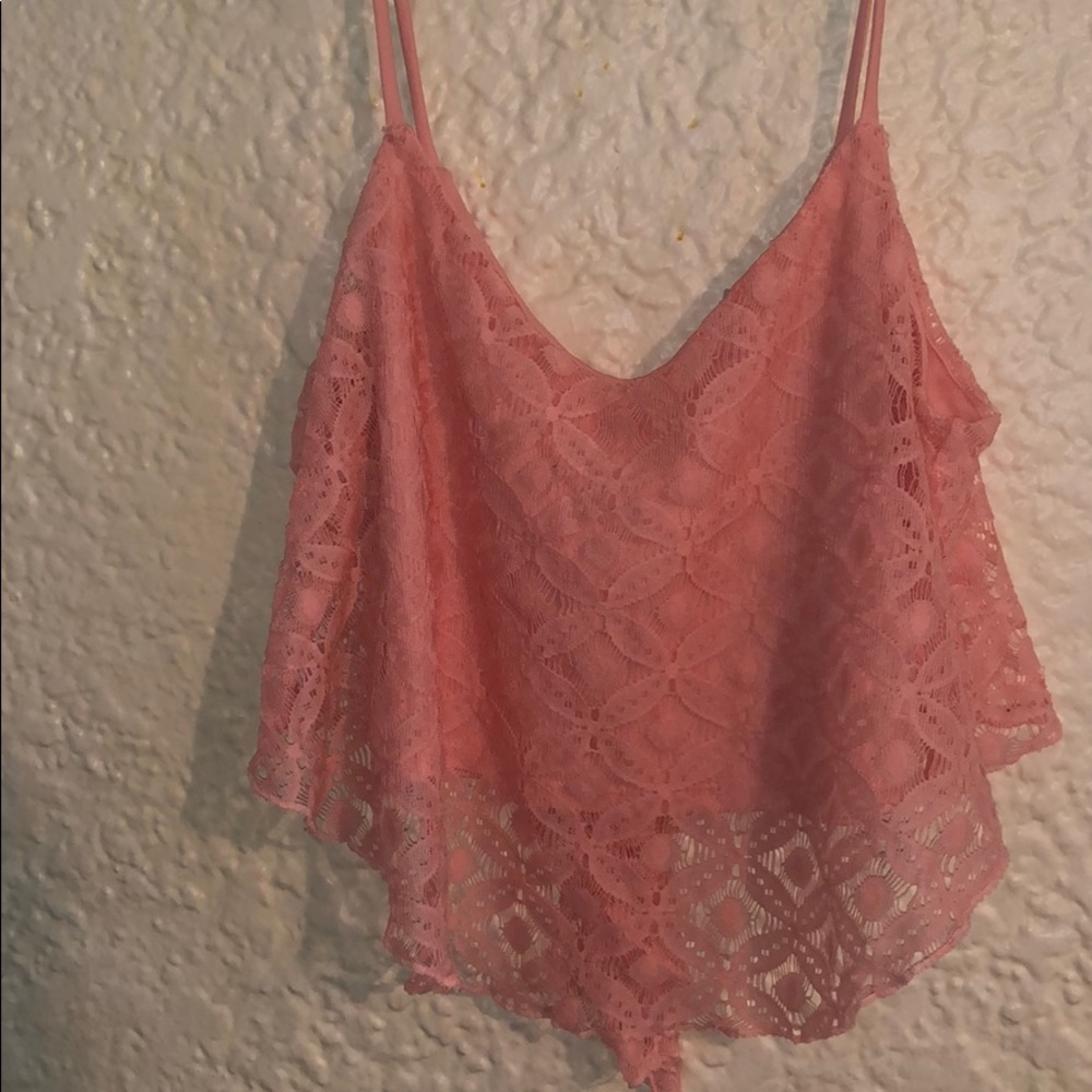 Pink Lace Tank Top